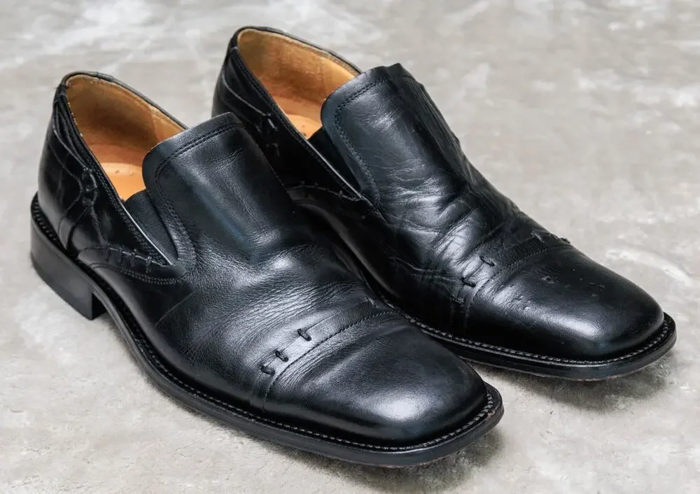 Kenneth Cole New York Black Leather Slip On Square Toe Loafers Mens Size 10